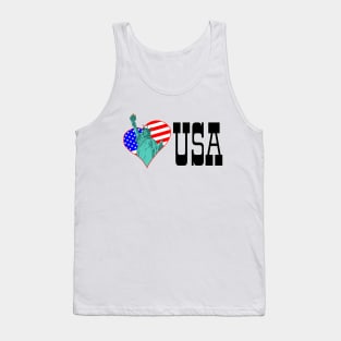 Statue of Liberty in the heart and USA Tank Top